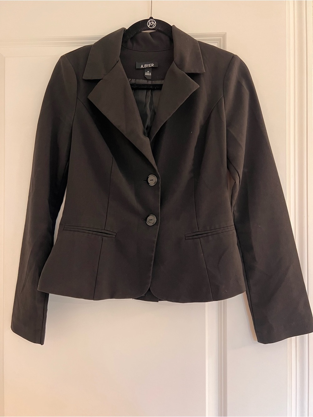 A. Byer Black Fitted Two Button Blazer Jacket - Size Medium